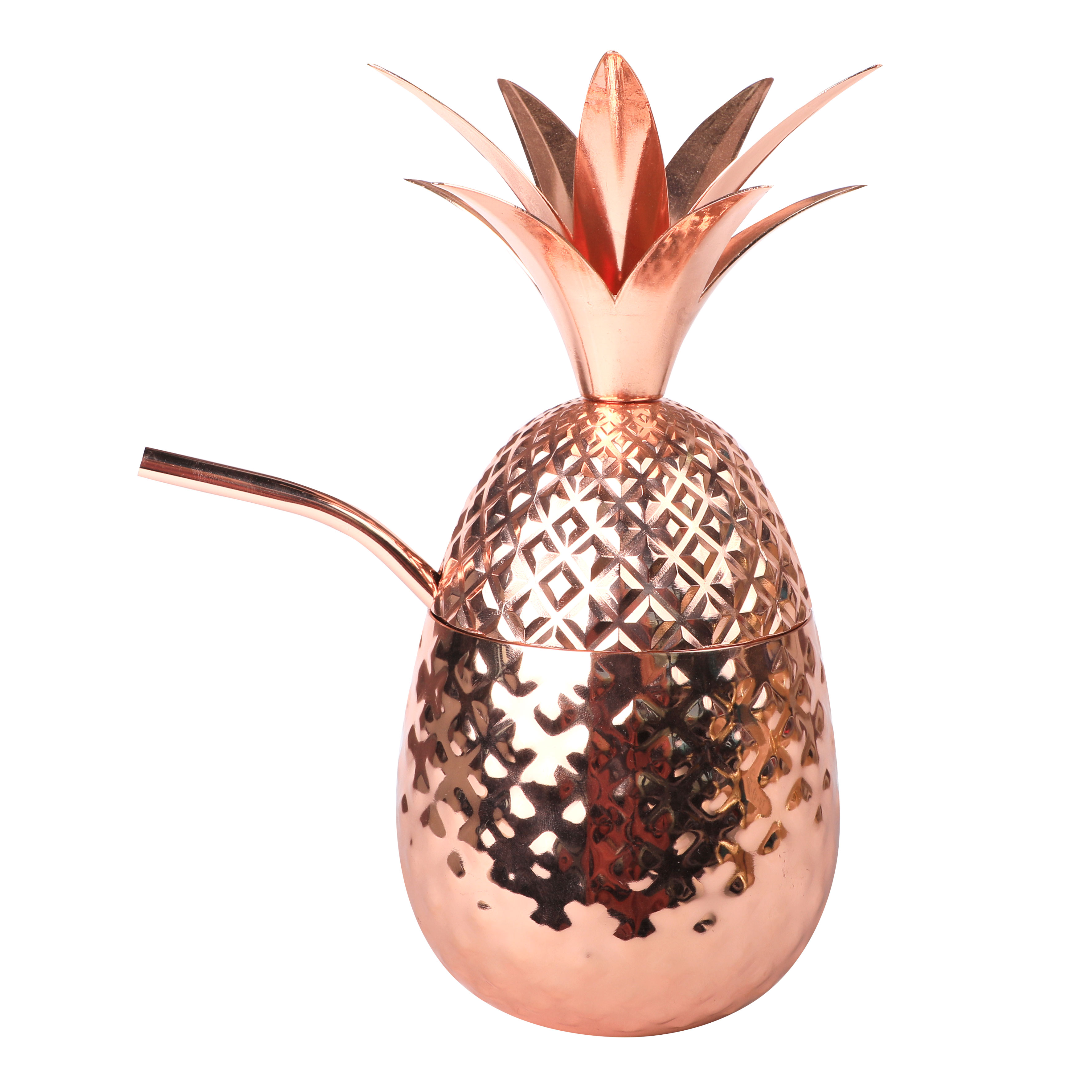 Metall Ananas mit Trinkhalm Kupfer 710 ml